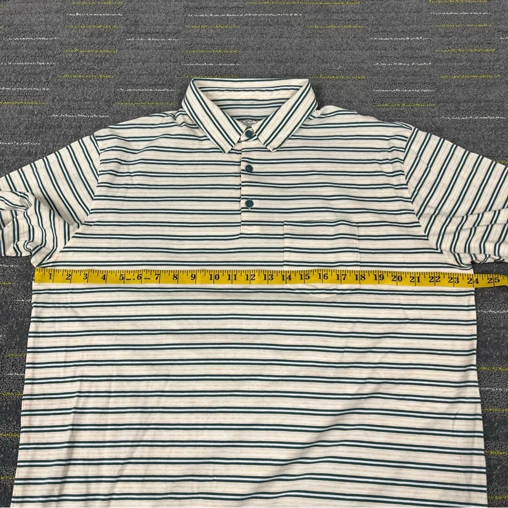 Patagonia Men's Squeaky Clean Polo Size XL Tan Green Striped Preppy Cotton EUC - Picture 9 of 9